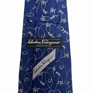 Salvatore Ferragamo Men's Tie Ducks Birds Navy/Gray Silk 3.75" (W) x 57" (L) guc
